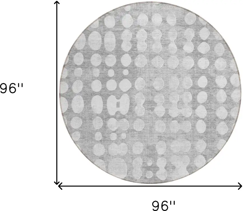8' Gray And Ivory Round Abstract Washable Indoor Outdoor Area Rug Photo 3