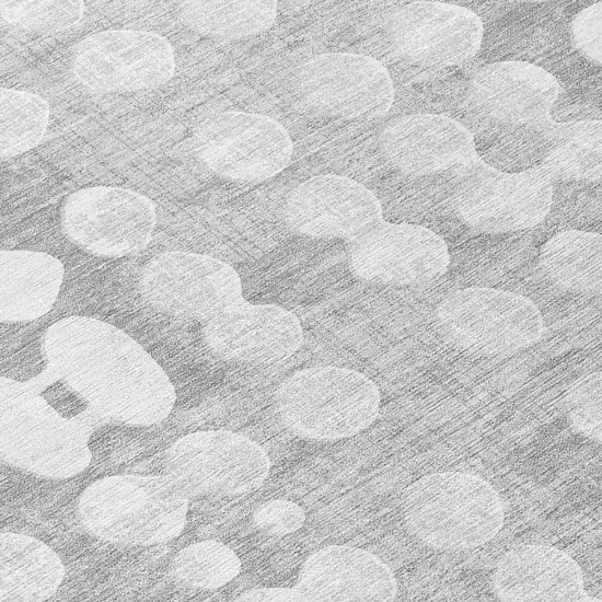 8' Gray And Ivory Round Abstract Washable Indoor Outdoor Area Rug Photo 8