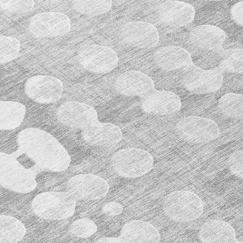 8' Gray And Ivory Round Abstract Washable Indoor Outdoor Area Rug Photo 8