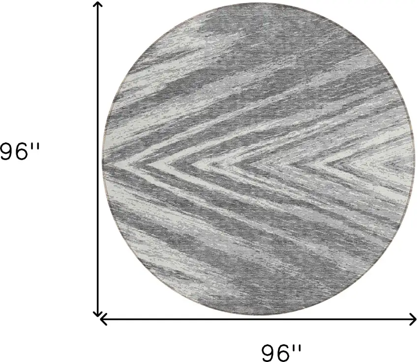 8' Gray And Ivory Round Abstract Washable Indoor Outdoor Area Rug Photo 3