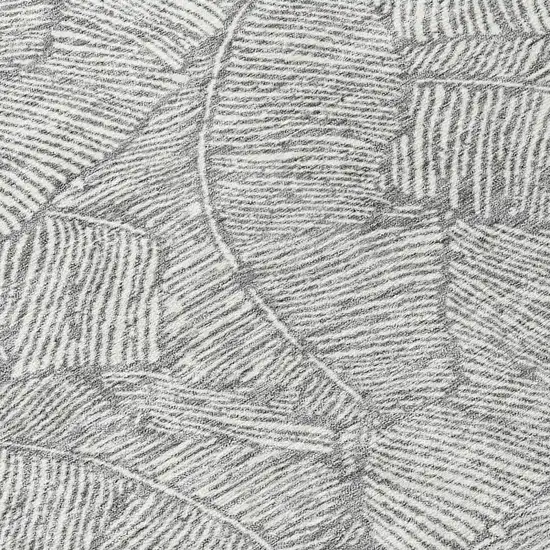 8' Gray And Ivory Round Floral Washable Indoor Outdoor Area Rug Photo 8