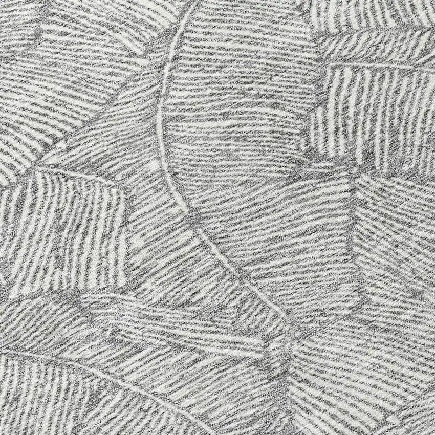 8' Gray And Ivory Round Floral Washable Indoor Outdoor Area Rug Photo 8