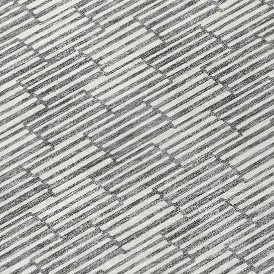 8' Gray And Ivory Round Geometric Washable Indoor Outdoor Area Rug Photo 8