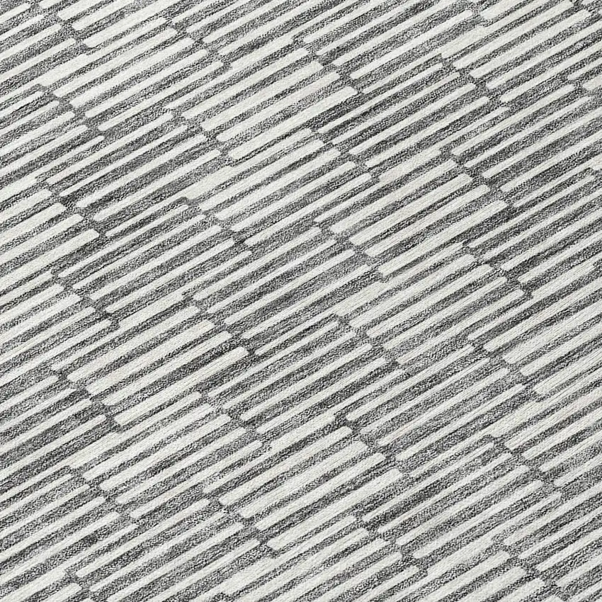 8' Gray And Ivory Round Geometric Washable Indoor Outdoor Area Rug Photo 8
