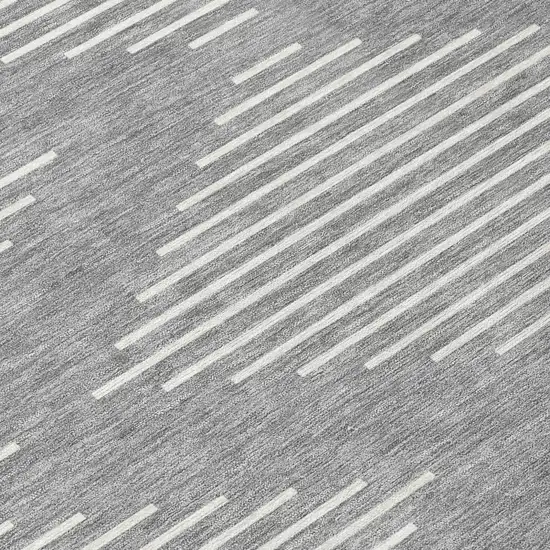 8' Gray And Ivory Round Geometric Washable Indoor Outdoor Area Rug Photo 7