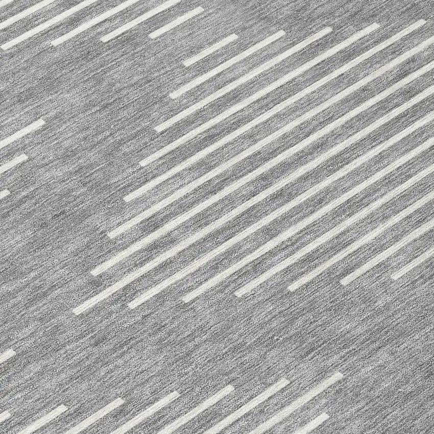 8' Gray And Ivory Round Geometric Washable Indoor Outdoor Area Rug Photo 7