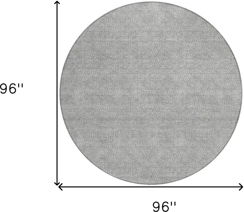 8' Gray And Ivory Round Geometric Washable Indoor Outdoor Area Rug Photo 9