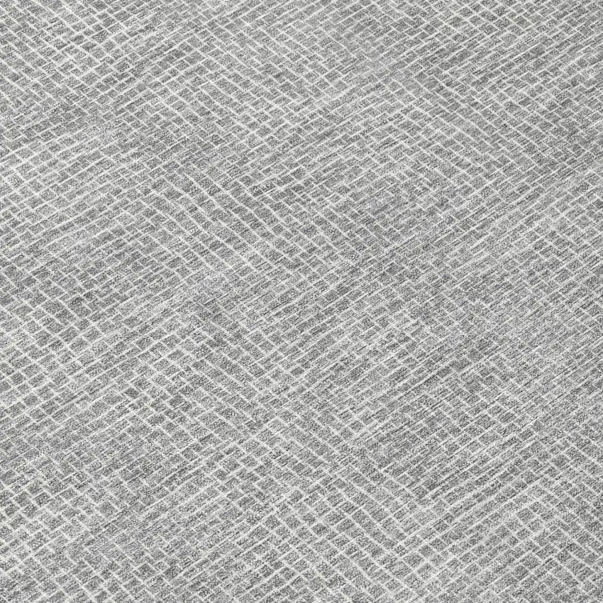 8' Gray And Ivory Round Geometric Washable Indoor Outdoor Area Rug Photo 8