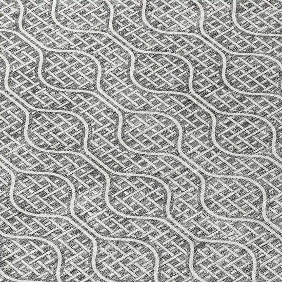 8' Gray And Ivory Round Geometric Washable Indoor Outdoor Area Rug Photo 4