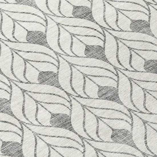 8' Gray And Ivory Round Geometric Washable Indoor Outdoor Area Rug Photo 7