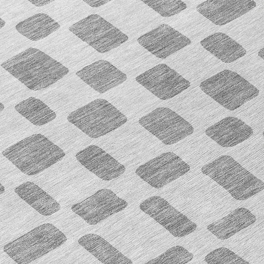 8' Gray And Ivory Round Geometric Washable Indoor Outdoor Area Rug Photo 8