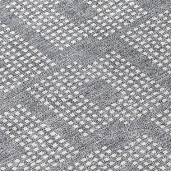 8' Gray And Ivory Round Geometric Washable Indoor Outdoor Area Rug Photo 8