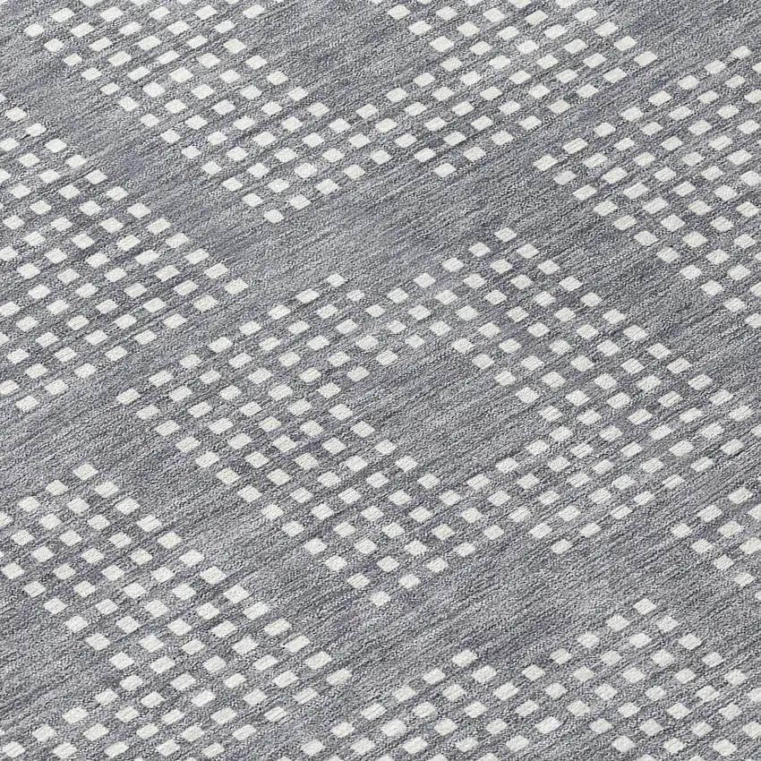 8' Gray And Ivory Round Geometric Washable Indoor Outdoor Area Rug Photo 8