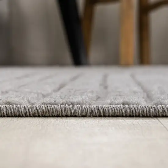 7' Gray And Ivory Round Striped Indoor Outdoor Area Rug Photo 7