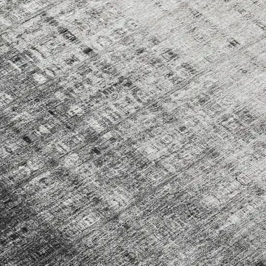 8' Gray And Ivory Round Striped Washable Indoor Outdoor Area Rug Photo 8