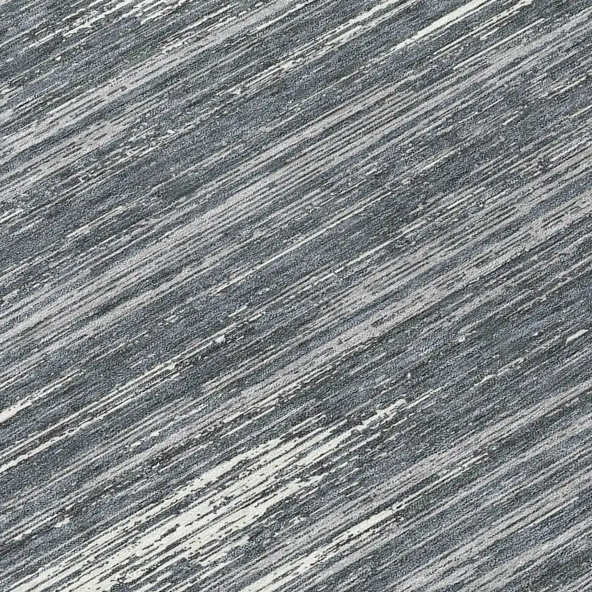 8' Gray And Ivory Round Striped Washable Indoor Outdoor Area Rug Photo 8