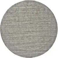 Photo of 8' Gray And Ivory Round Wool Hand Woven Stain Resistant Area Rug