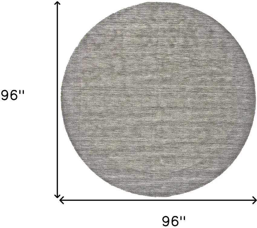 8' Gray And Ivory Round Wool Hand Woven Stain Resistant Area Rug Photo 8