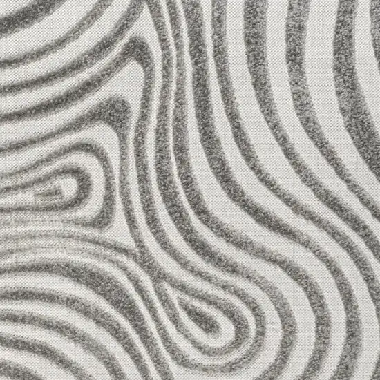 5' Gray And Ivory Square Abstract Indoor Outdoor Area Rug Photo 2