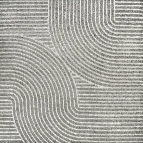 6' Gray And Ivory Square Striped Indoor Outdoor Area Rug Photo 3