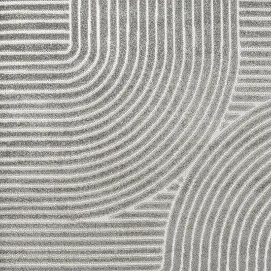 8' Gray And Ivory Square Striped Indoor Outdoor Area Rug Photo 3