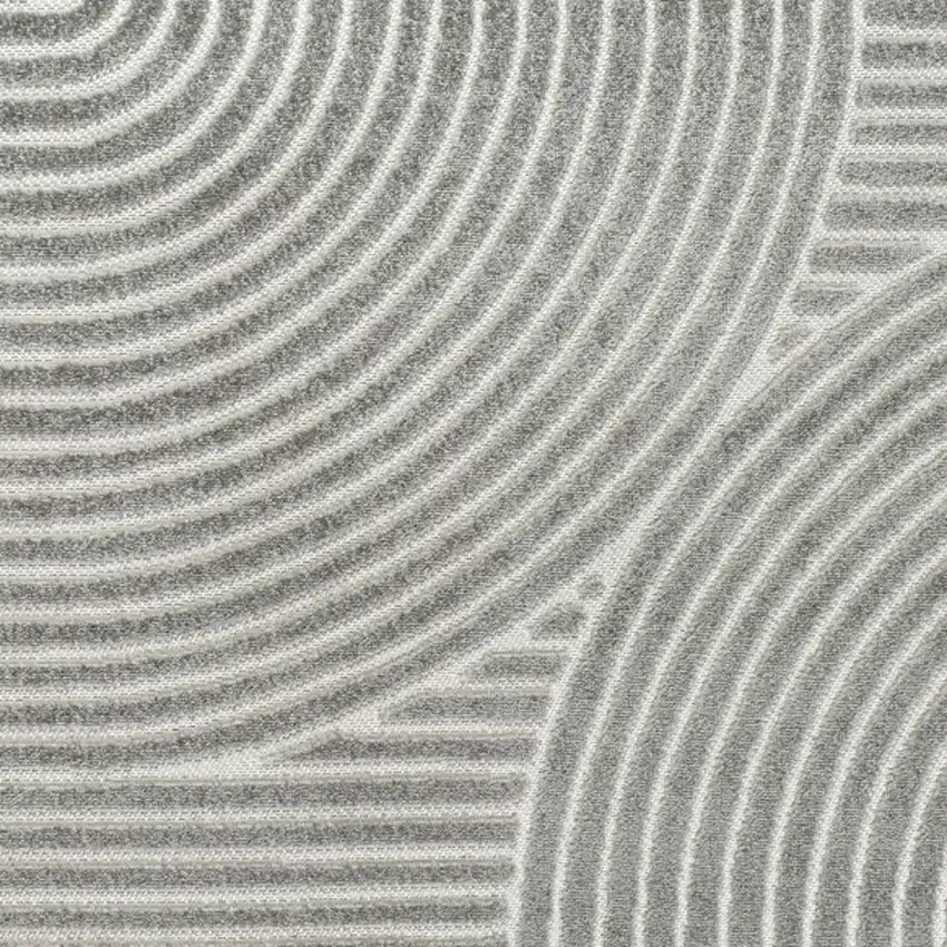 8' Gray And Ivory Square Striped Indoor Outdoor Area Rug Photo 2