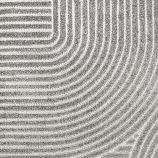 9' Gray And Ivory Square Striped Indoor Outdoor Area Rug Photo 2