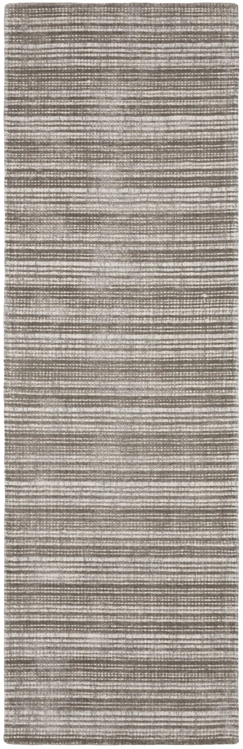 8' Gray And Ivory Striped Hand Tufted Runner Rug Photo 2