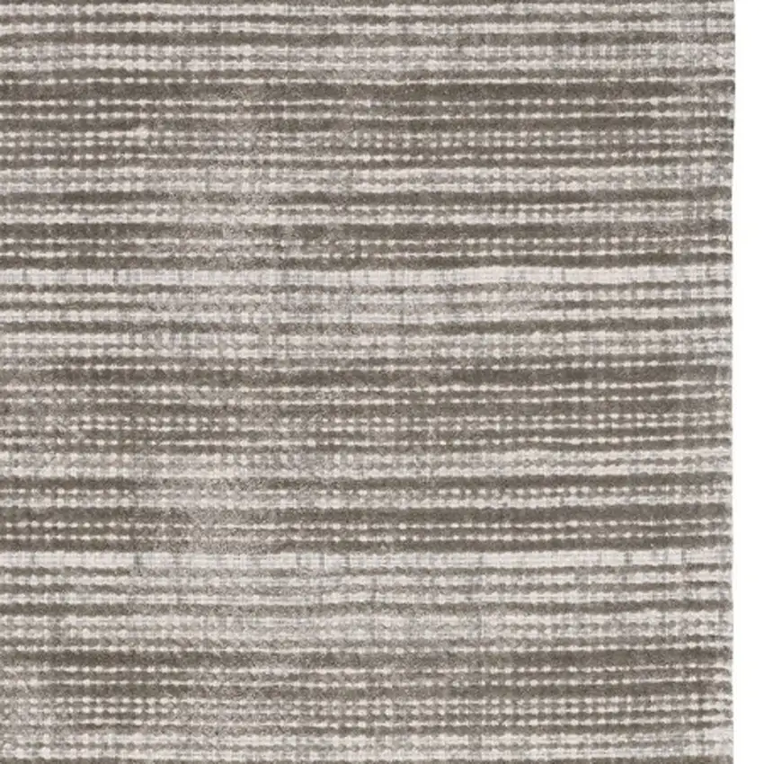 8' Gray And Ivory Striped Hand Tufted Runner Rug Photo 5