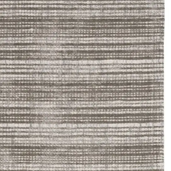 8' Gray And Ivory Striped Hand Tufted Runner Rug Photo 5