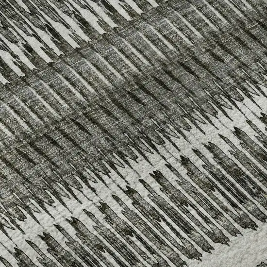 8' Gray And Ivory Striped Washable Round Rug With UV Protection Photo 8