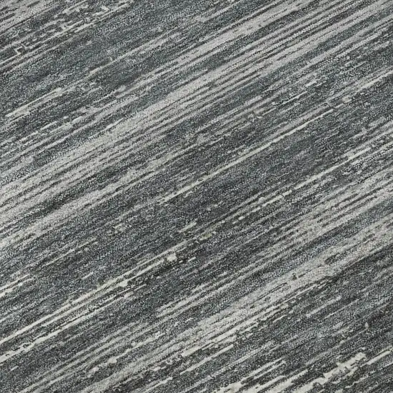 8' Gray And Ivory Striped Washable Round Rug With UV Protection Photo 9