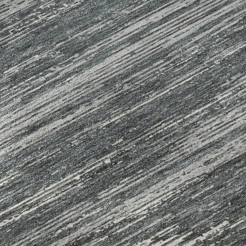 8' Gray And Ivory Striped Washable Round Rug With UV Protection Photo 9