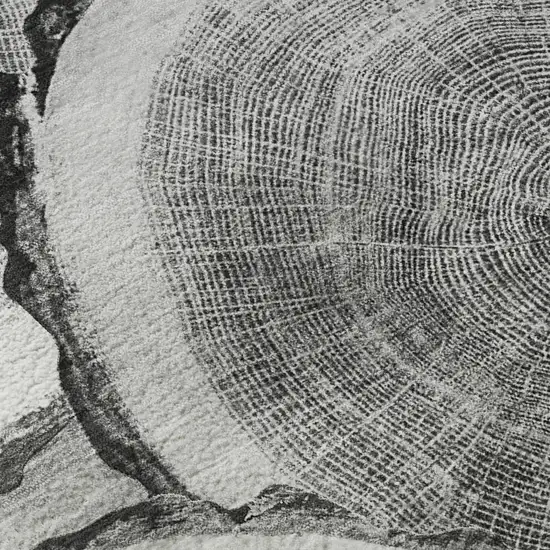 8' Gray And Ivory Woodland Lodge Washable Round Rug With UV Protection Photo 9