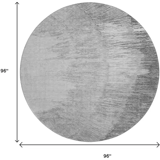 8' Gray And Ivory Woodland Lodge Washable Round Rug With UV Protection Photo 3