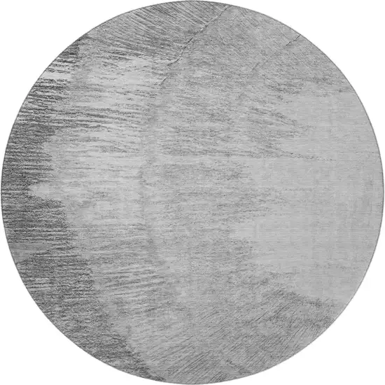 8' Gray And Ivory Woodland Lodge Washable Round Rug With UV Protection Photo 4