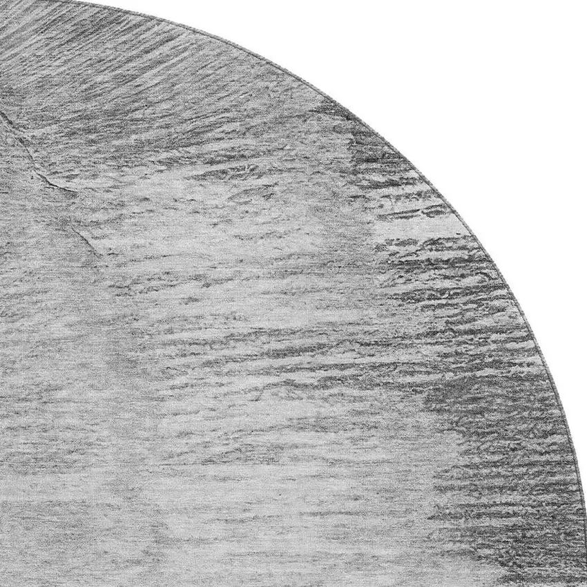 8' Gray And Ivory Woodland Lodge Washable Round Rug With UV Protection Photo 3