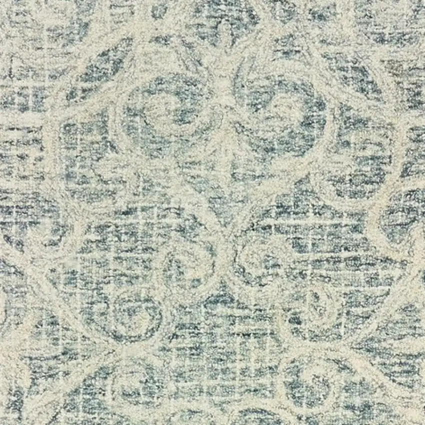 8' Gray And Ivory Wool Geometric Hand Tufted Runner Rug Photo 5