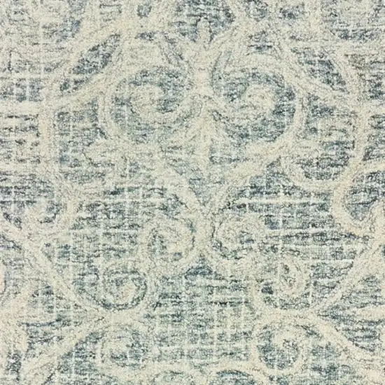 8' Gray And Ivory Wool Geometric Hand Tufted Runner Rug Photo 5
