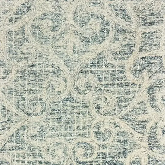 8' Gray And Ivory Wool Geometric Hand Tufted Runner Rug Photo 6