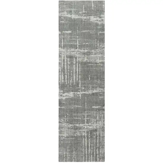 8' Gray And Light Gray New Zealand Lambs Wool Abstract Hand Carved Handmade Area Rug Photo 2