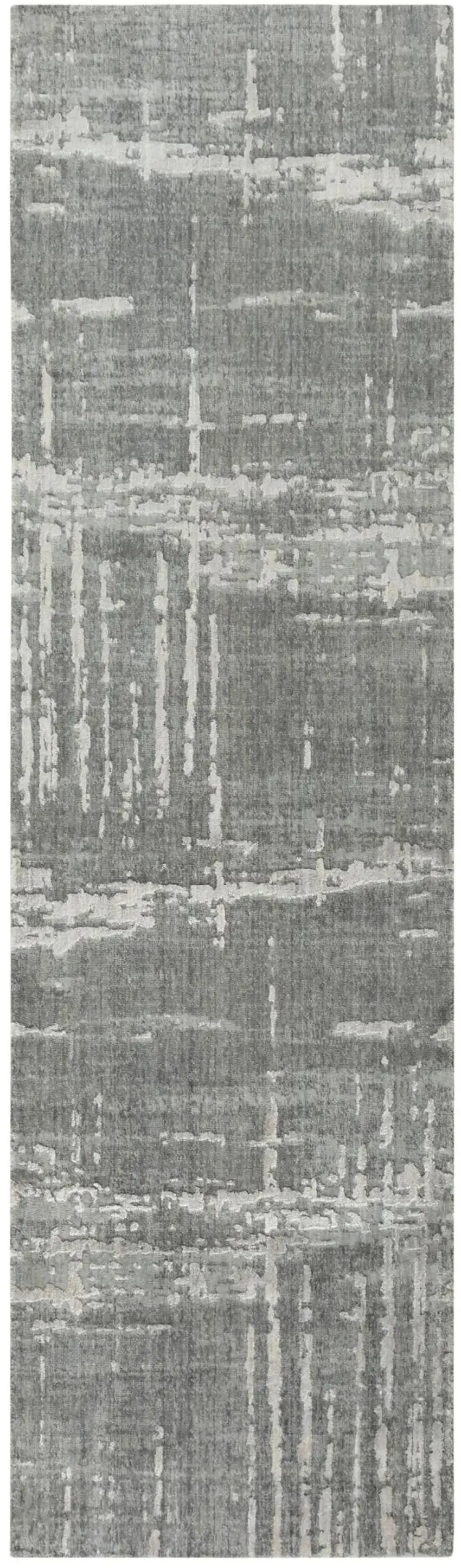 8' Gray And Light Gray New Zealand Lambs Wool Abstract Hand Carved Handmade Area Rug Photo 2