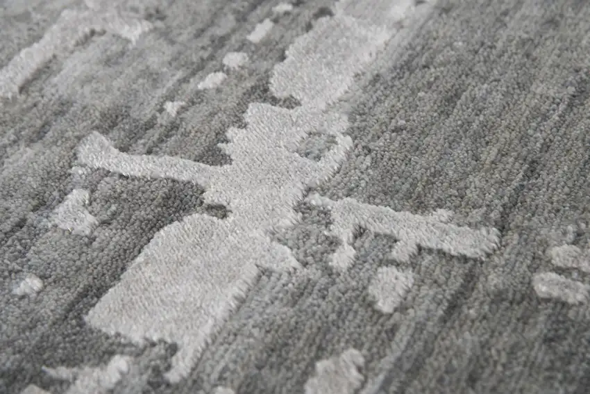 8' Gray And Light Gray New Zealand Lambs Wool Abstract Hand Carved Handmade Area Rug Photo 4