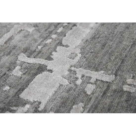 8' Gray And Light Gray New Zealand Lambs Wool Abstract Hand Carved Handmade Area Rug Photo 4