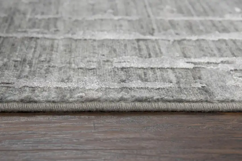 8' Gray And Light Gray New Zealand Lambs Wool Abstract Hand Carved Handmade Area Rug Photo 6