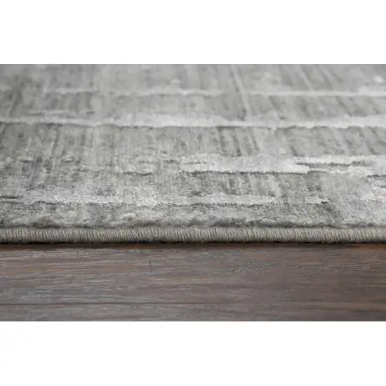8' Gray And Light Gray New Zealand Lambs Wool Abstract Hand Carved Handmade Area Rug Photo 6