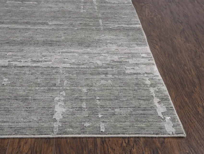 8' Gray And Light Gray New Zealand Lambs Wool Abstract Hand Carved Handmade Area Rug Photo 3
