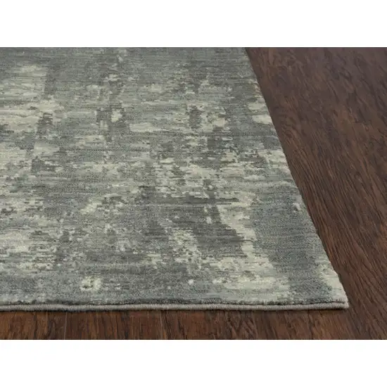 8' Gray And Light Gray New Zealand Lambs Wool Abstract Hand Carved Handmade Area Rug Photo 1