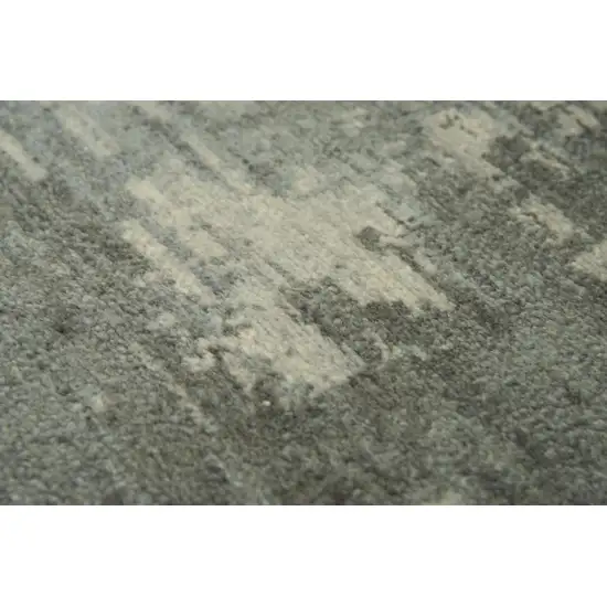 8' Gray And Light Gray New Zealand Lambs Wool Abstract Hand Carved Handmade Area Rug Photo 4