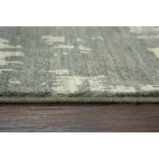 8' Gray And Light Gray New Zealand Lambs Wool Abstract Hand Carved Handmade Area Rug Photo 5